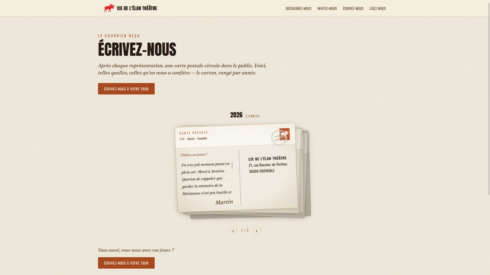 La section "Écrivez-nous"